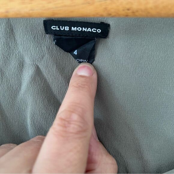 Club Monaco Sage Green Cargo Drawstring Waist 3/4 Length 100% Silk Dress - Picture 10 of 10